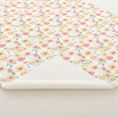 かわいらしいピンクの黄色い水彩画の花 シェルパブランケット (3/4)