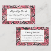 かわいらしいピンクの黒い花のヒョウのプリントパターン ロイヤリティカード (正面/裏面)