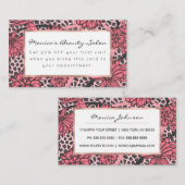 かわいらしいピンクの黒い花のヒョウのプリントパターン 割引カード (正面/裏面)