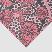 かわいらしいピンクの黒い花のヒョウのプリントパターン 薄葉紙 (詳細)