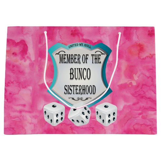 かわいらしいピンクのBuncoのサイコロのおもしろいの女の子夜 ラージペーパーバッグ (正面)