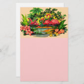 かわいらしいフラミンゴの鳥の個人的な花の文房具 便箋 (正面/裏面)