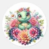 かわいらしいフローラウミガメ ラウンドシール (正面)