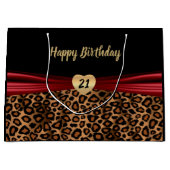 かわいらしいブラウンのヒョウのデザイン ラージペーパーバッグ (正面)