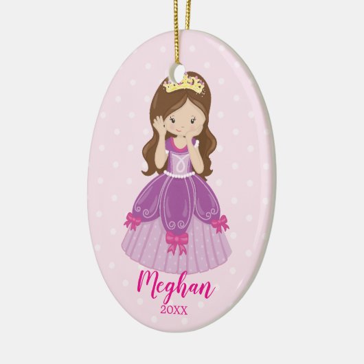 かわいらしいブルネットのプリンセスのクリスマスのオーナメント セラミックオーナメント (左)