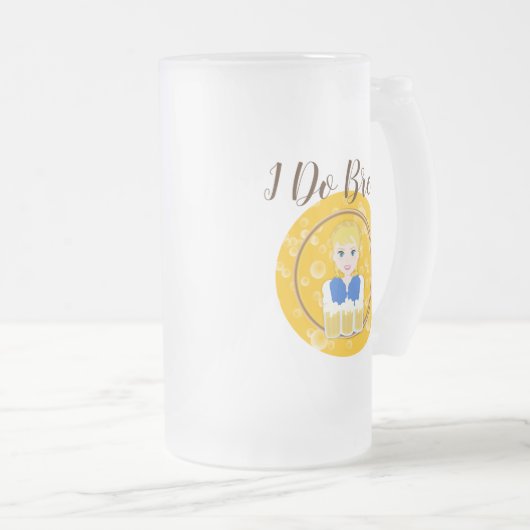 かわいらしいブロンドの女の子のサービングビールデザイン フロストグラスビールジョッキ (正面右)