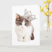 かわいらしいプリンセスの子ネコの挨拶状 カード (黄色い花)