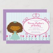 かわいらしいプリンセスの誕生日のパーティの招待状の紫色 招待状 (正面/裏面)