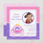 かわいらしいプリンセスキャリッジ写真の誕生日の招待状 招待状 (正面/裏面)
