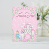 かわいらしいプリンセス、ユニコーン及び城は感謝していしています サンキューカード (スタンド正面)