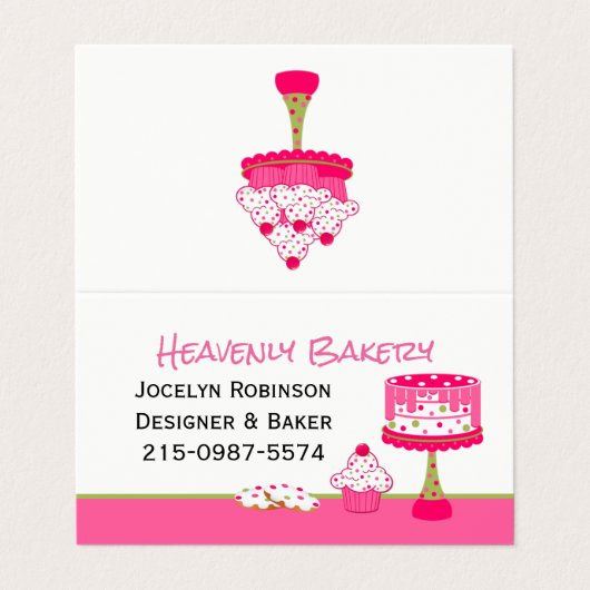 かわいらしいベーカリーのロイヤリティによって折られる名刺 名刺 (外部フラット)