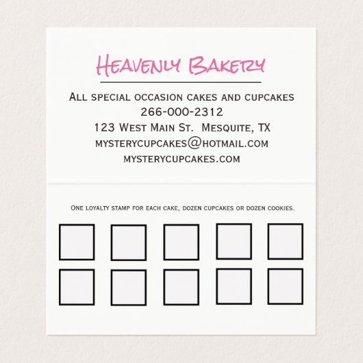 かわいらしいベーカリーのロイヤリティによって折られる名刺 名刺 (内部フラット)