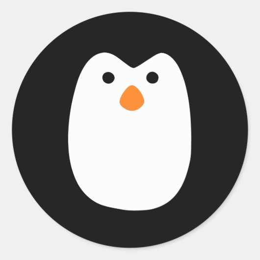 かわいらしいペンギン顔 ラウンドシール (正面)