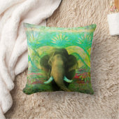 かわいらしいボヘミア象のターコイズの種族パターン クッション (ブランケット)