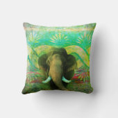 かわいらしいボヘミア象のターコイズの種族パターン クッション (裏面)