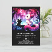 かわいらしいボホーキャット誕生日 招待状 (スタンド正面)