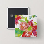 かわいらしいポインセチア|の明るいネオン 缶バッジ (正面&裏面)