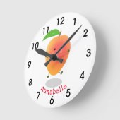 かわいらしいマンゴーイエローマンガーイラストレーション ラウンド壁時計 (傾斜)