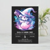 かわいらしいミニマリストウィザード誕生日 招待状 (スタンド正面)