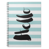 かわいらしいミントおよび白のストライプこんにちは ノートブック (正面)