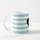 かわいらしいミントおよび白のストライプのこんにちはハート コーヒーマグカップ (左)