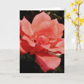 かわいらしいモモのピンクのバラの花柄 カード (黄色い花)
