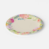 かわいらしいモモのピンクの水彩画の花柄 ペーパープレート (アングル)