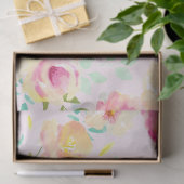 かわいらしいモモのピンクの黄色の水彩画の花柄 薄葉紙 (ギフト)