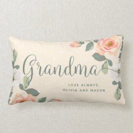 かわいらしいモモの花柄|の祖母 ランバークッション