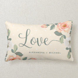 かわいらしいモモの花柄|愛 ランバークッション