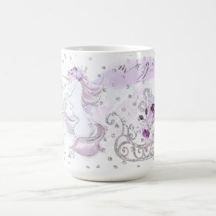 かわいらしいユニコーンのデュオ及びそり コーヒーマグカップ