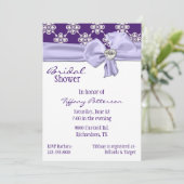 かわいらしいラベンダーの弓ブライダルシャワーの招待状 招待状 (スタンド正面)