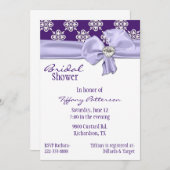 かわいらしいラベンダーの弓ブライダルシャワーの招待状 招待状 (正面/裏面)