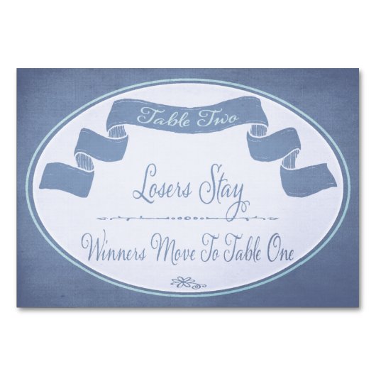 かわいらしいリボンのBuncoのテーブルカード#2 テーブルナンバー (正面)