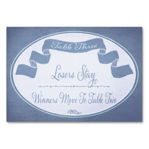 かわいらしいリボンのBuncoのテーブルカード#3 テーブルナンバー