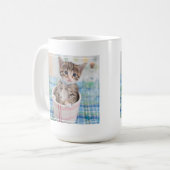 かわいらしいリボンを持つMunchkinの子ネコ コーヒーマグカップ (正面左)