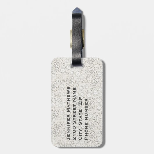 かわいらしいレースの一見のカスタムな花嫁の荷物のラベル ラゲッジタグ (裏面縦)