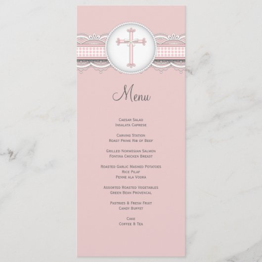 かわいらしいレースwの十字の宗教お祝いメニュー メニュー (正面)