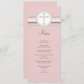 かわいらしいレースwの十字の宗教お祝いメニュー メニュー (正面/裏面)