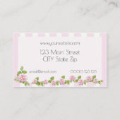 かわいらしいヴィンテージのピンクのバラのフェミニンな花柄 名刺 (裏面)