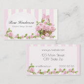 かわいらしいヴィンテージのピンクのバラのフェミニンな花柄 名刺 (正面/裏面)