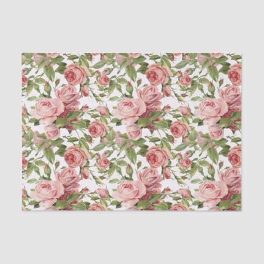 かわいらしいヴィンテージのピンクのバラ 薄葉紙 (正面)
