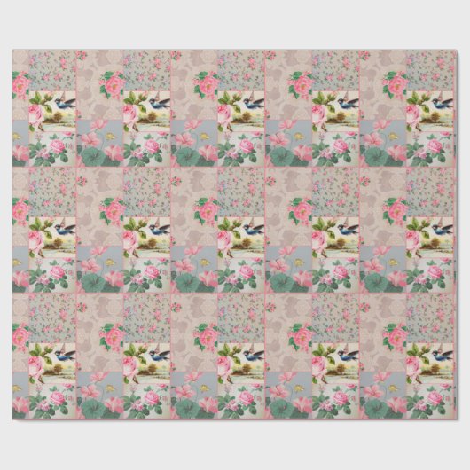 かわいらしいヴィンテージの壁紙のピンクの包装紙 ラッピングペーパー (フラット)