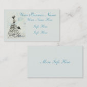 かわいらしいヴィンテージの女性および青い花 名刺 (正面/裏面)