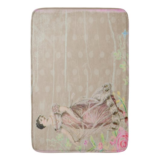 かわいらしいヴィンテージの女性暗灰色のビクトリアンな浴室のマット バスマット (正面縦)