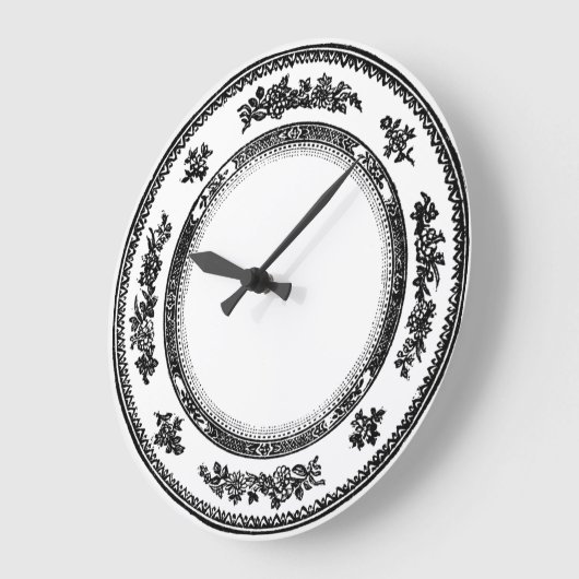 かわいらしいヴィンテージの白黒中国のプレートの時計 ラージ壁時計 (傾斜)