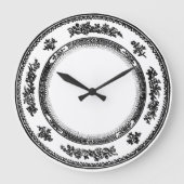 かわいらしいヴィンテージの白黒中国のプレートの時計 ラージ壁時計 (正面)