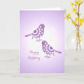 かわいらしいヴィンテージの花のパターン（の模様が）あるな鳥 カード (黄色い花)