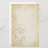 かわいらしいヴィンテージの花柄はノート紙を老化させました 便箋 (正面/裏面)