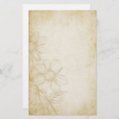 かわいらしいヴィンテージの花柄はノート紙を老化させました 便箋 (正面/裏面)